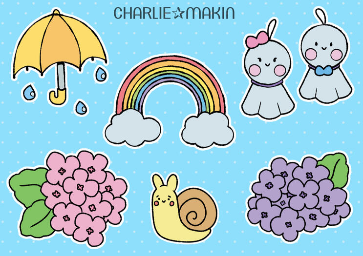 Tsuyu Rainy Season Stickers (digital) ©CharlieMakinToys